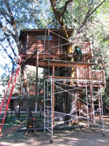 Michael Garnier installs new steel beam